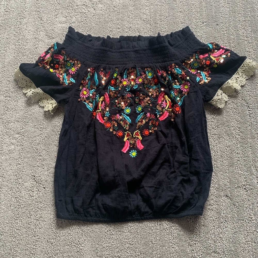 Boston Proper off the shoulder embellished top